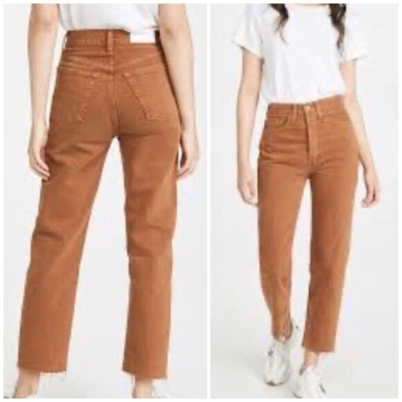RE/DONE NWOT - L Sz 26 70’s Straight Leg Jeans in Washed Terracotta - Picture 8 of 16